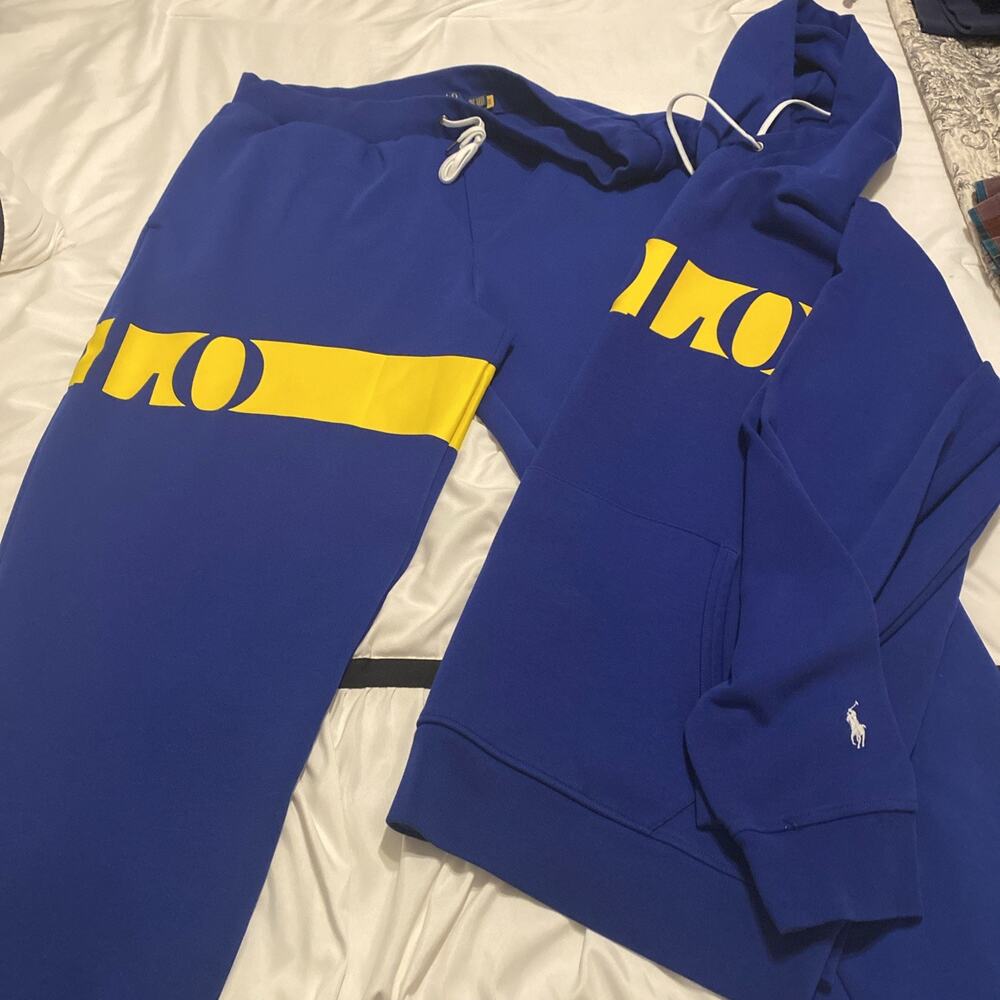 Copied - Polo Sport Sweatsuit Blue Yellow Print Size XLT Ralph Lauren